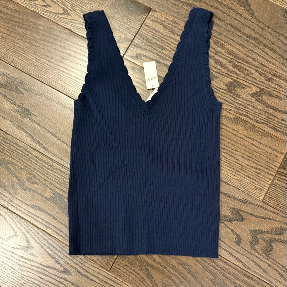 Aerie Navy Blue Scalloped Sweater Tank Top Reversible
